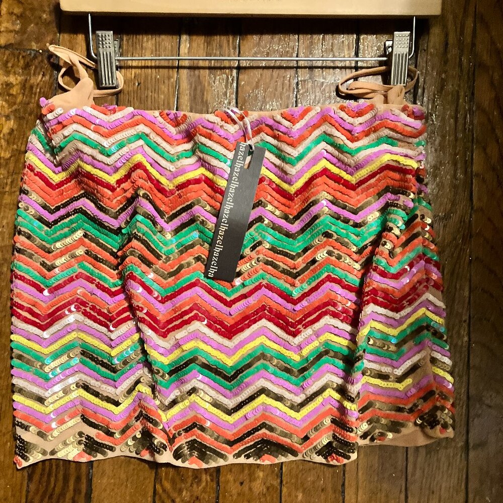 Hazel Multi Colored Sequin Mini Skirt